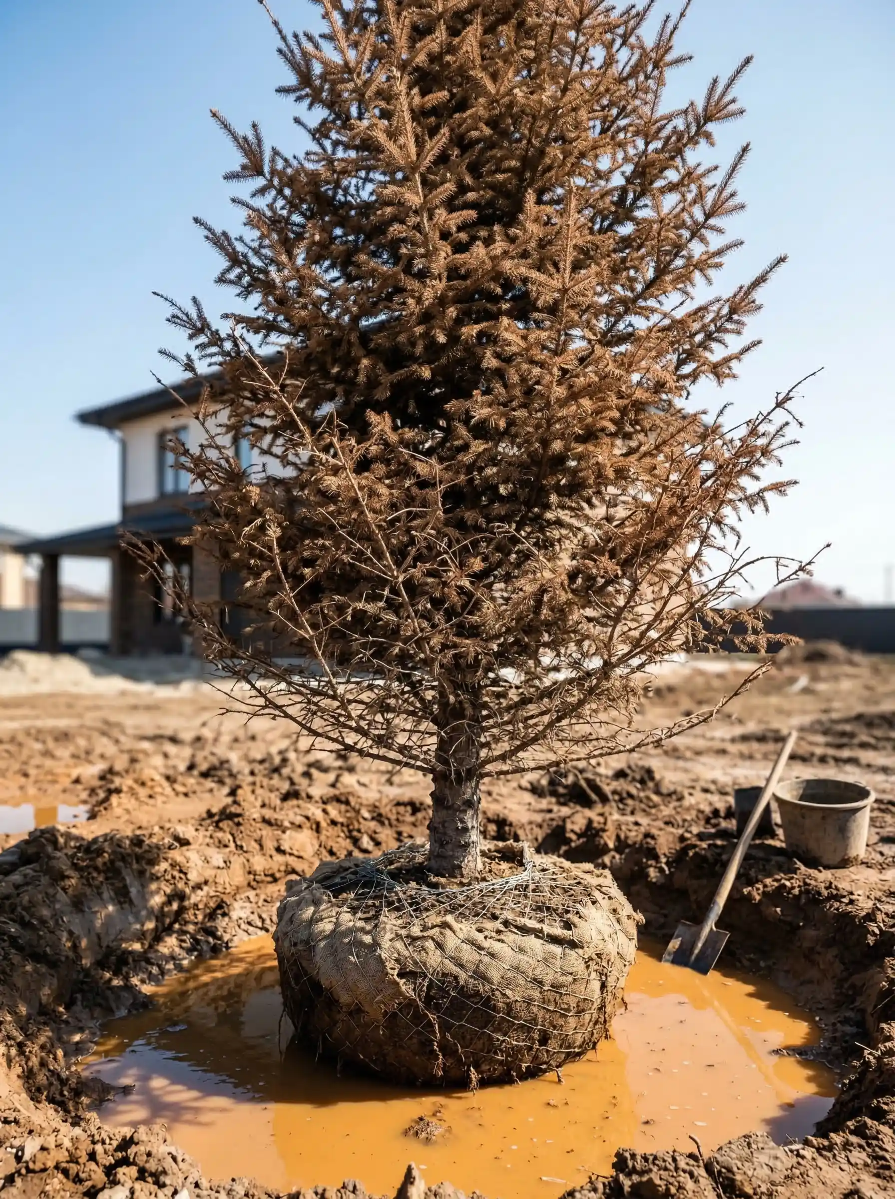 Дендролог берет пробы грунта для агрохимического анализа